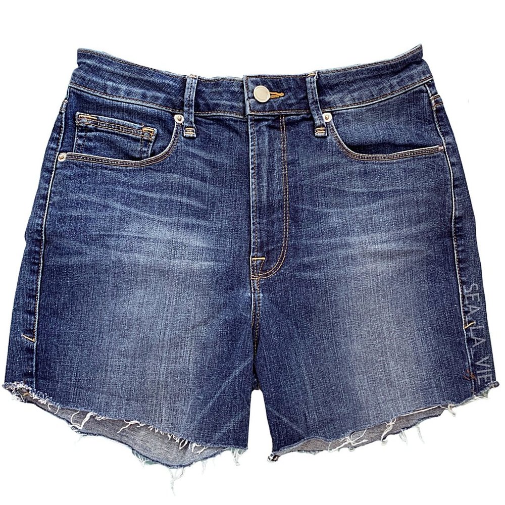 Good American High Waist Raw-Hem Denim Cut-Off Shorts